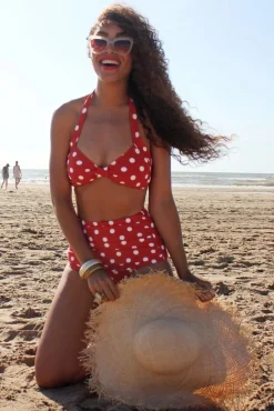 Klassieke Polka Bikinitop In Rood En Wit Vrouwen Bikini's