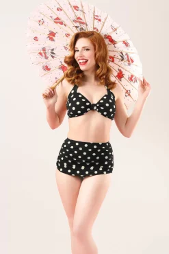Online Klassieke Polka Bikinitop In Zwart En Wit Vrouwen Bikini's