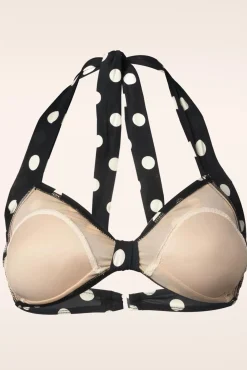 Online Klassieke Polka Bikinitop In Zwart En Wit Vrouwen Bikini's