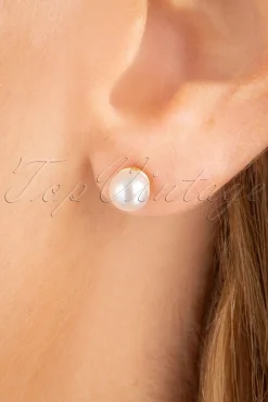 Kleine Parel Oorstekers In Ivoor Vrouwen Sieraden