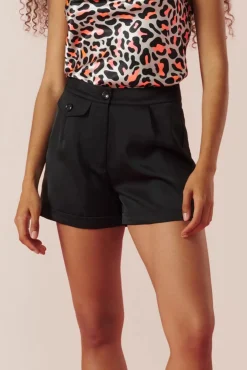 Best Kyra Satin Look Short In Zwart Vrouwen Broeken