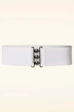 Outlet Lauren Retro Stretchriem In Wit Vrouwen Riemen