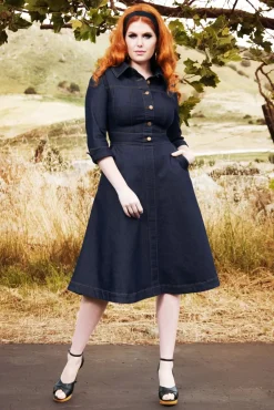 Sale Lauren Swing Jurk In Donkerdenim Vrouwen Plus Size Jurken