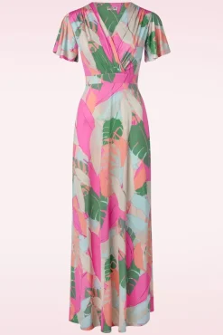 Online Laurie Maxi Jurk In Multi Pastle Leaves Vrouwen Plus Size Jurken