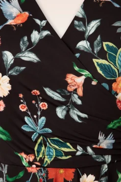 Clearance Layla Floral Gekruiste Jurk In Zwart Vrouwen Plus Size Jurken