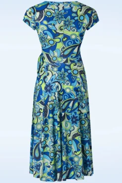 Online Layla Floral Swing Jurk In Turquoise Vrouwen Plus Size Jurken