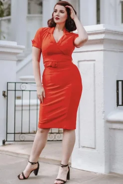 Hot Lois Pencil Jurk In Rood Vrouwen Effen Jurken