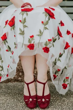 Outlet London T-Strap Flats In Wijnrood Vrouwen Ballerina's