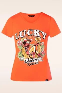 Clearance Lucky T-Shirt In Oranje Vrouwen T-Shirts