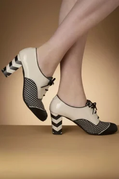 Hot Madison Lederen Booties In Zwart En Romig Wit Vrouwen Booties & Laarzen