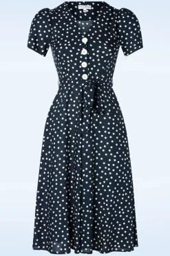 Outlet Magnolia Polka Dot Jurk In Marineblauw Vrouwen Plus Size Jurken