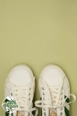 Discount Mark Cox Tennissneakers In Gebroken Wit En Donkergroen Vrouwen Sneakers
