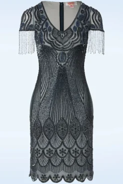 Sale Marta Flapper Jurk In Blauw En Grijs Vrouwen A Lijn Jurken