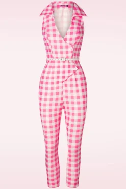 Best Midge Gingham Jumpsuit In Roze Vrouwen Playsuits & Jumpsuits