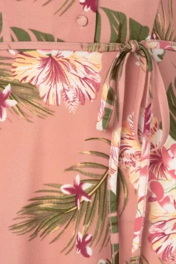 Midi-Jurk Met Tropische Bloemen In Roze Vrouwen Maxi Jurken