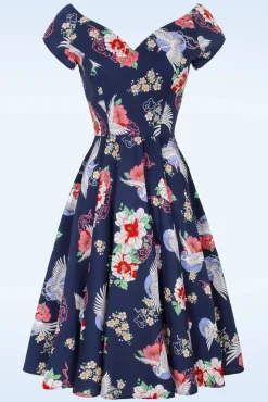 Outlet Misa Swing Jurk In Marineblauw Vrouwen Plus Size Jurken