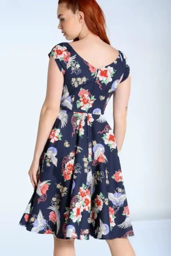 Outlet Misa Swing Jurk In Marineblauw Vrouwen Plus Size Jurken