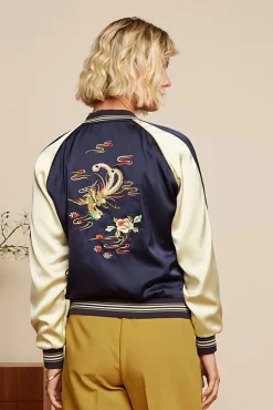 Outlet Monka Bomber Jasje In Avondblauw Vrouwen Jassen