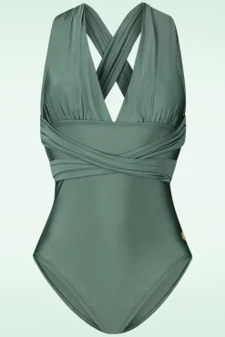 Hot Multiway Badpak In Groene Glitter Vrouwen Badpakken