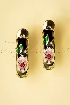 Hot My Flower Oorbellen In Zwart Vrouwen Sieraden
