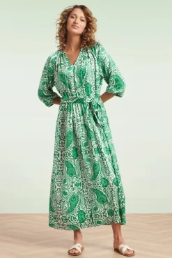 Best Myra Maxi Jurk In Gebroken Wit En Groen Vrouwen Plus Size Jurken