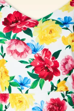 Best Nori Floral Pencil Jurk In Wit Vrouwen Plus Size Jurken