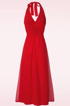 Clearance Olive Halter Jurk In Rood Vrouwen Midi Jurken