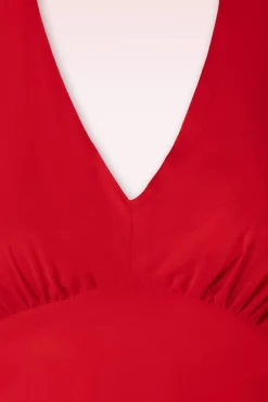 Clearance Olive Halter Jurk In Rood Vrouwen Midi Jurken