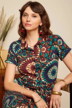 Outlet Olive Torini Midi Jurk In Avondblauw Vrouwen Plus Size Jurken