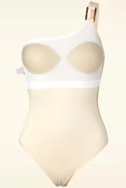 Clearance One Shoulder Badpak In Ecru Vrouwen Badpakken