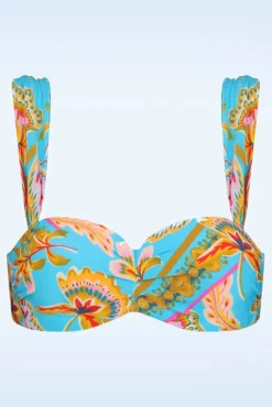Online Orient Padded Bikini Top In Blauw Vrouwen Bikini's