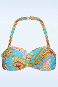 Online Orient Padded Bikini Top In Blauw Vrouwen Bikini's