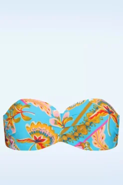 Online Orient Padded Bikini Top In Blauw Vrouwen Bikini's