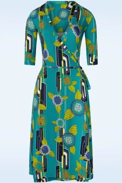 New Pamela Wikkel Jurk In Oceaan Blauw Vrouwen A Lijn Jurken