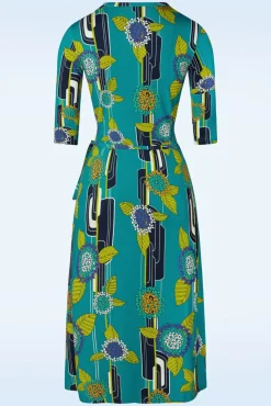 New Pamela Wikkel Jurk In Oceaan Blauw Vrouwen A Lijn Jurken