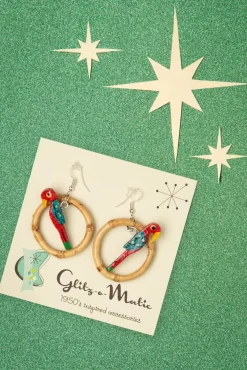 Hot Papegaai Bamboe Oorringen In Rood Vrouwen Sieraden