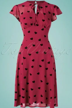 New Peppa Chiffon Hearts Tea Jurk In Frambozenrood Vrouwen Swing Jurken