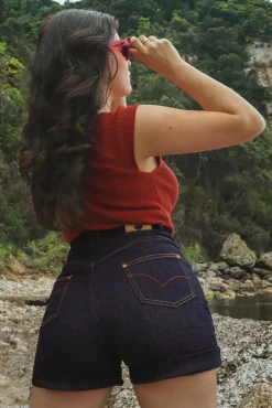 Pepper Short In Donkerdenim Vrouwen Broeken