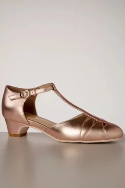 New Petit Monaco T-Strap Pumps In Rose Goud Vrouwen Pumps