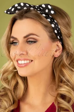 Clearance Pin-Up Haarsjaal Zwart Polkadot Vrouwen Haaraccessoires
