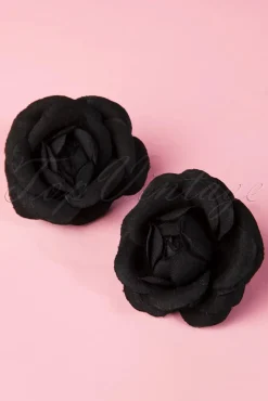Online Pin-Up Paar Zwarte Bloem Haarclips Vrouwen Haaraccessoires