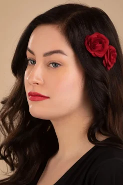 Sale Pin-Up Rode Rozen Haarclips Vrouwen Haaraccessoires