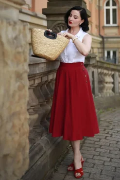 New Polly May Swingrok In Rood Vrouwen Rokken