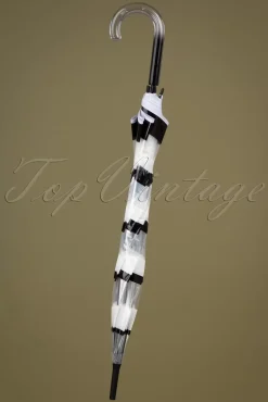 Rayures Transparent Dome Paraplu In Zwart En Wit Vrouwen Paraplu's