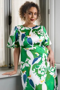 New Rene Jurk In Wit En Groen Vrouwen Maxi Jurken