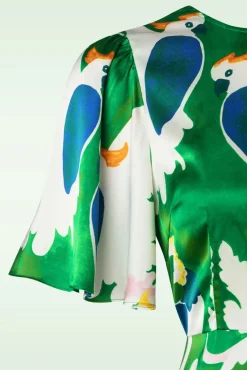New Rene Jurk In Wit En Groen Vrouwen Maxi Jurken