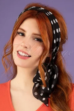 Best Retro Haarsjaal In Zwart Met Stippen Vrouwen Haaraccessoires