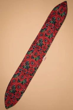 Hot Retro Poppies Haarsjaal In Zwart En Rood Vrouwen Haaraccessoires