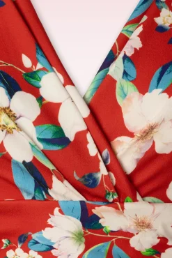 Sale Rinda Bloemen Maxi Jurk In Warm Rood Vrouwen Plus Size Jurken