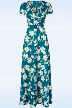 Best Rinda Bloemen Maxi Jurk In Blauw Vrouwen Plus Size Jurken
